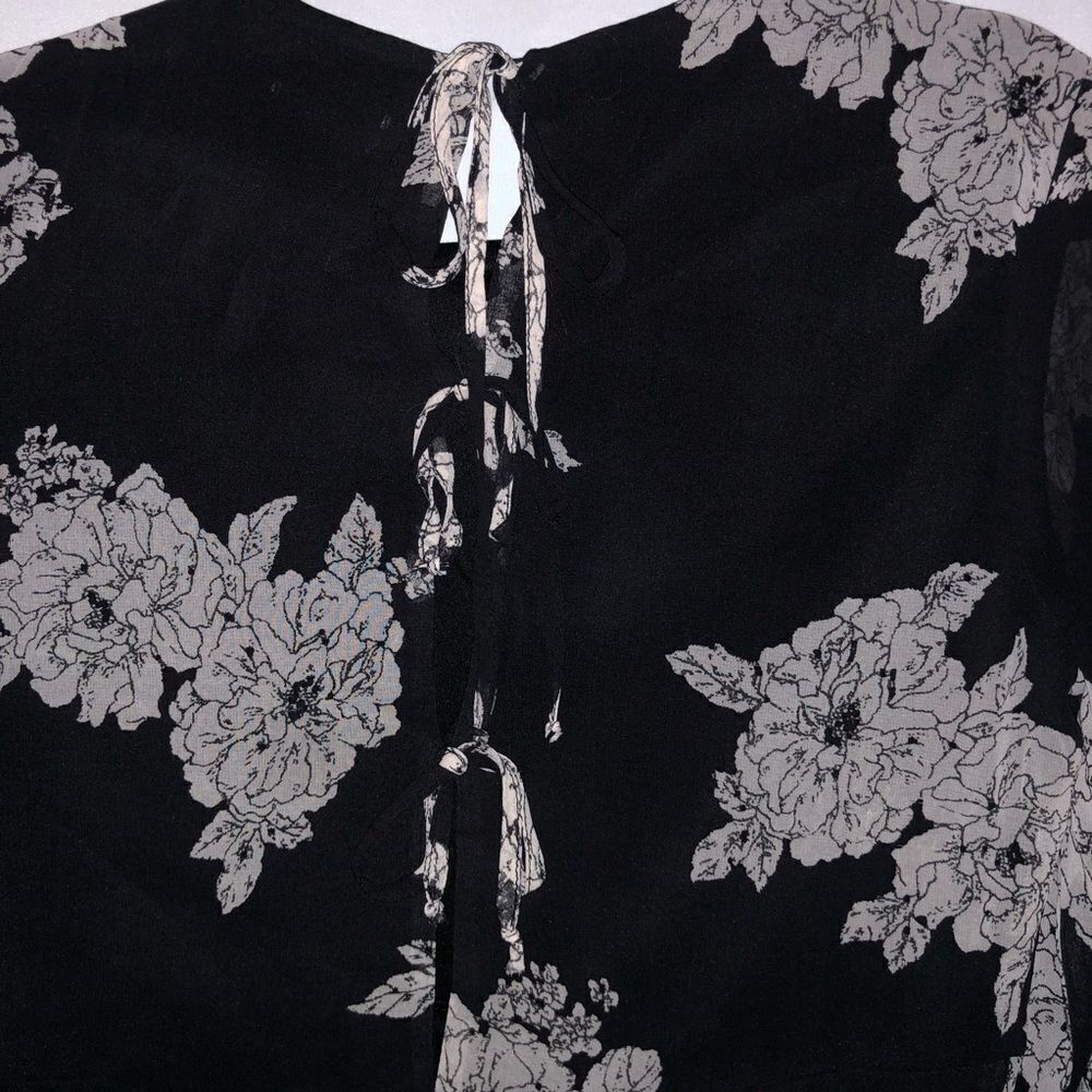 Black Floral Print Long Sleeve Dress - Picture 9 of 11